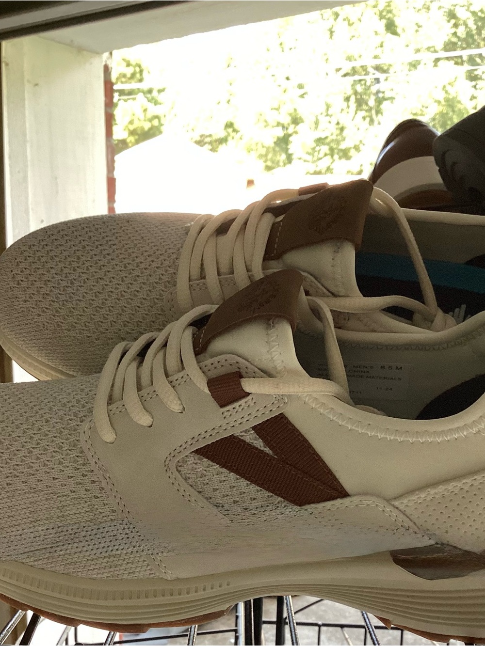 Dockers White and Brown Lace-Up Knit Sneakers